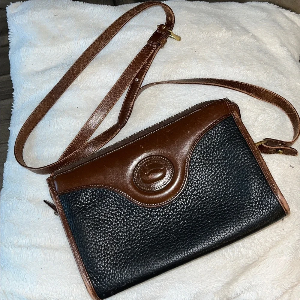 Rare Vintage Dooney & Bourke Purse Bl/Br 1981 All-weather Leather Collection